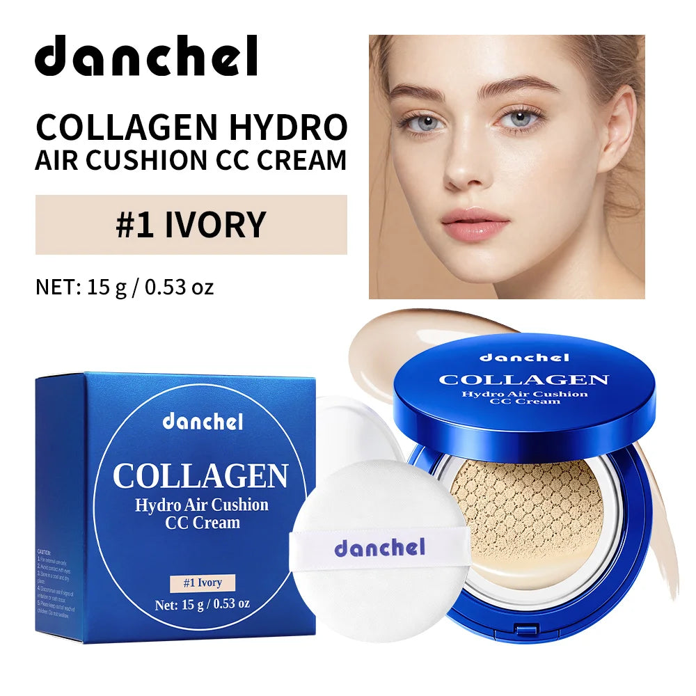 Collagen Air Cushion CC Cream Long-Lasting Hydration Conceal Acne Marks, Redness & Pores Waterproof Sweatproof Collagen CC Cream Peaceful Pleasures Health and Wellness Ivory