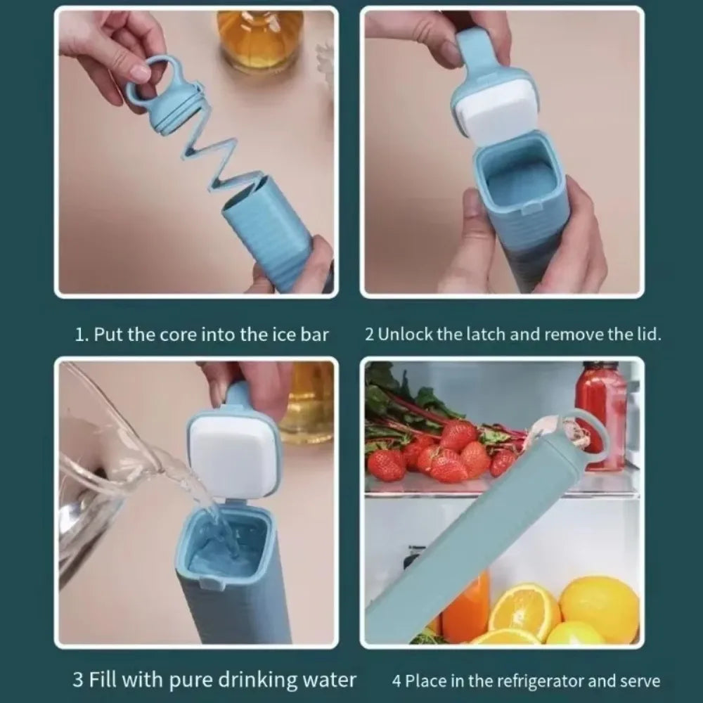 Creative Ice Cube Mold Pull-out Bar 10 Grid Frozen Ice Cube Plate Maker Silicone Ice Box Suitable for Home Bars Kitchen Homemade Peaceful Pleasures Health and Wellness