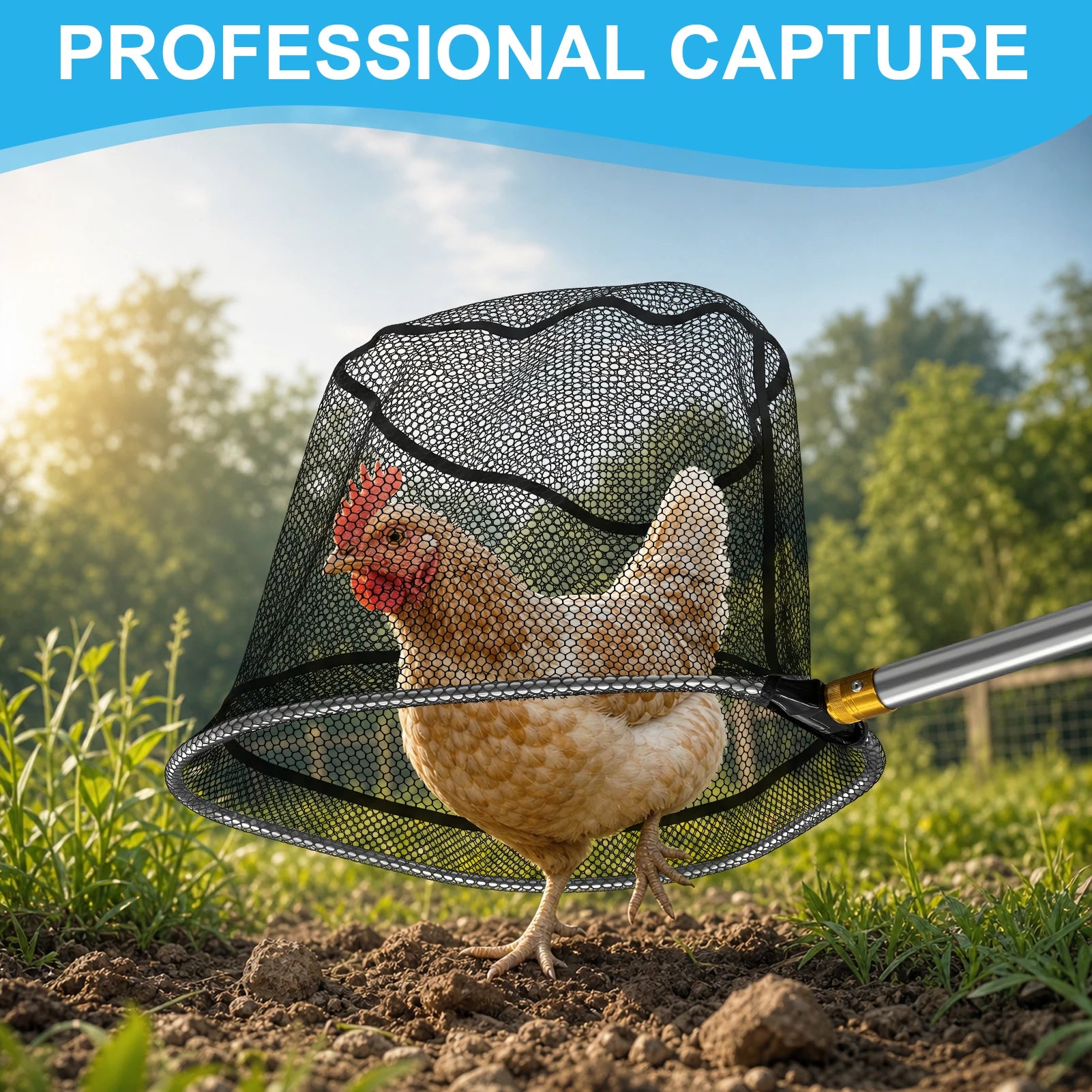 Chicken Catcher Leg Hook and 2Pcs Chicken Net Stainless Steel Retractable Long Chicken Catcher for Outdoor Poultry Fish Birds Peaceful Pleasures Health and Wellness