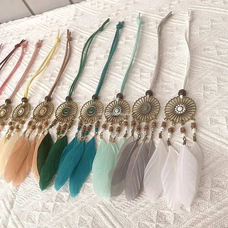 Mini Dream Catcher Handcraft Car Pendnat Feather Wind Chimes Girls Room Wall Hanging Home Decoration Keychain Birthday Gifts NEW Peaceful Pleasures Health and Wellness