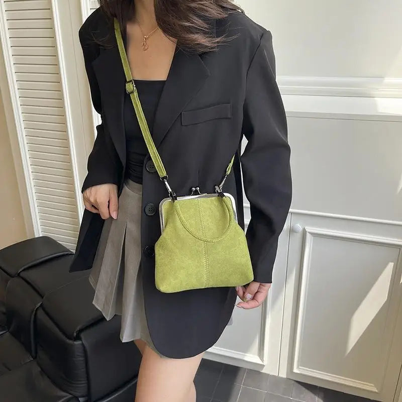 Retro Frosted Faux Suede Crossbody Bag | Large Capacity Clutch