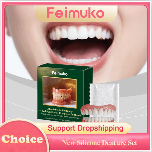 New Silicone Denture Set Silicone Liners Soft Kit Upper Lower Dentures Full Set Removable Dental Veneers Comfort Easy Use Braces Peaceful Pleasures Health and Wellness