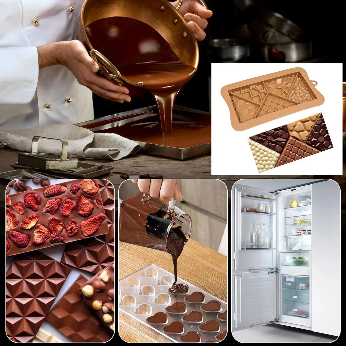 Food Grade Silicone Chocolate Bar Molds – Break-Apart Candy Kit
