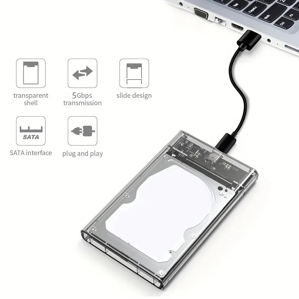 Ultra-Fast USB/Type C to SATA Hard Drive Enclosure - 5Gbps UASP Compatible with 2.5-Inch HDD/SSD for PC Mac Laptops and Desktop Peaceful Pleasures Health and Wellness