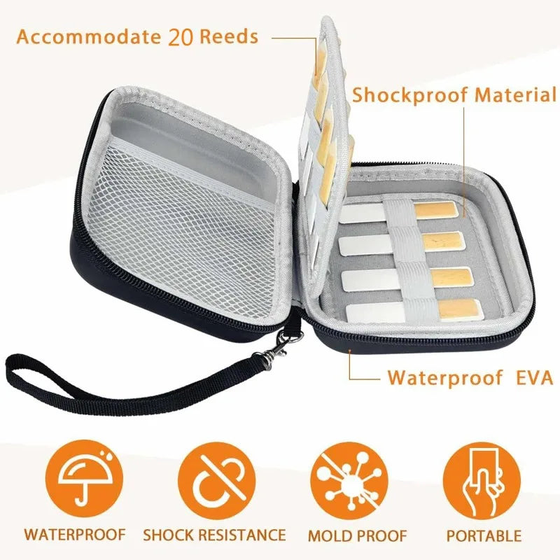 Muspor Reed Storage Box Waterproof Bag Saxophone Clarinet Capacity 20