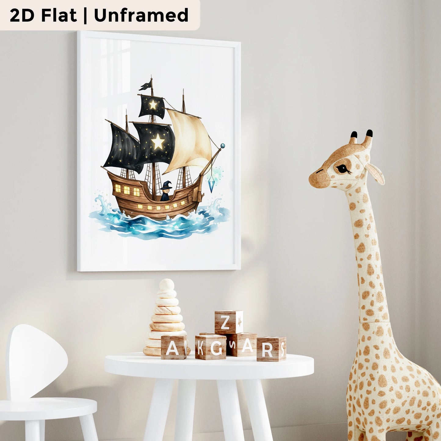 3-Piece Pirate Ship Canvas Wall Art | Kids Room Decor Print