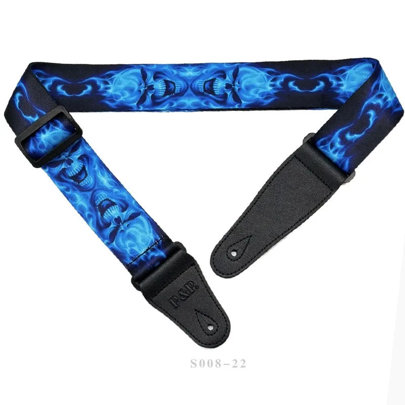 PP Guitar Strap Printed Thermal Transfer Skull Electric Bass Straps