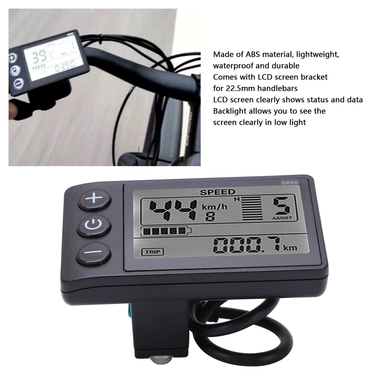 Electric Cycle S866 LCD Display Meter 24V 36V 48V Control Panel Water