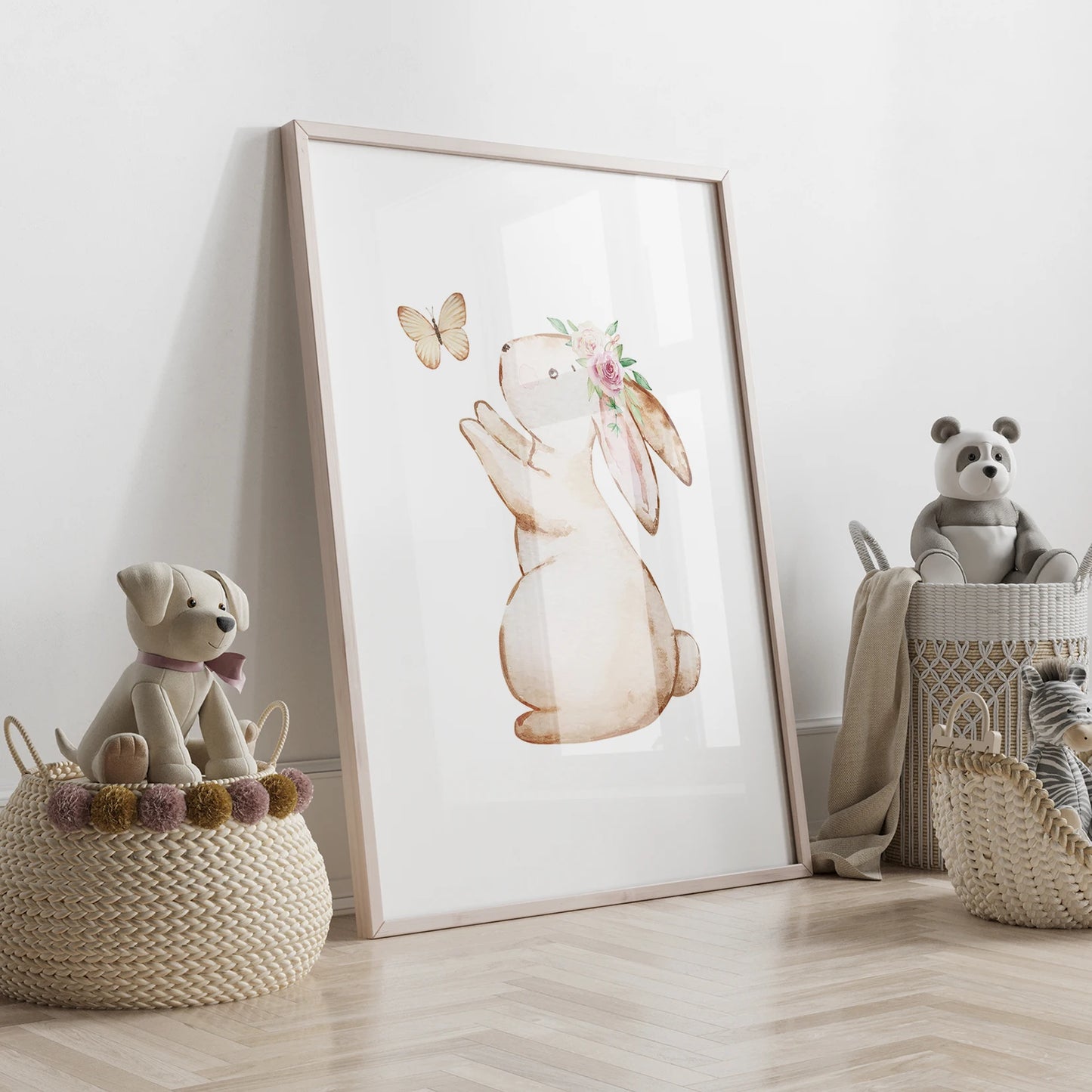 3-Piece Personalized Butterfly Rabbit Canvas Wall Art Kids Decor