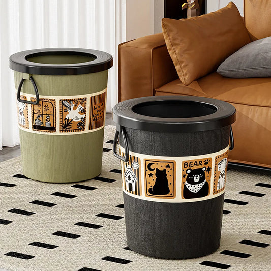 Vintage-Style Large Trash Bin High-End Aesthetic, Bedroom & Kitchen & Bathroom Paper Waste Basket, Decorative Home Essential Peaceful Pleasures Health and Wellness