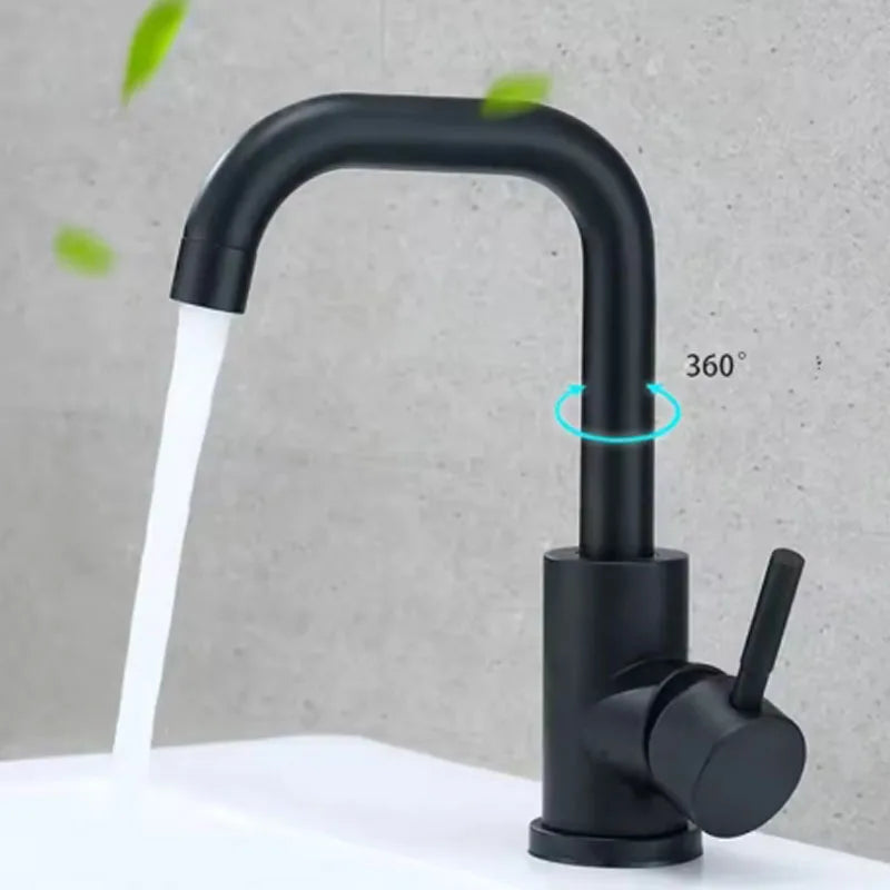 304 Stainless Steel Basin Faucet | 360° Swivel Single Lever Tap