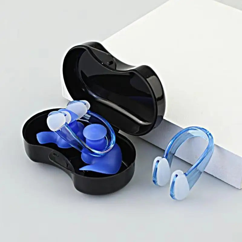 Swimming Earplugs & Nose Clip Set, Silicone Waterproof Noise-Reducing Sleep Plungers, Swimming Accessories for Adults & Kids Peaceful Pleasures Health and Wellness Blue