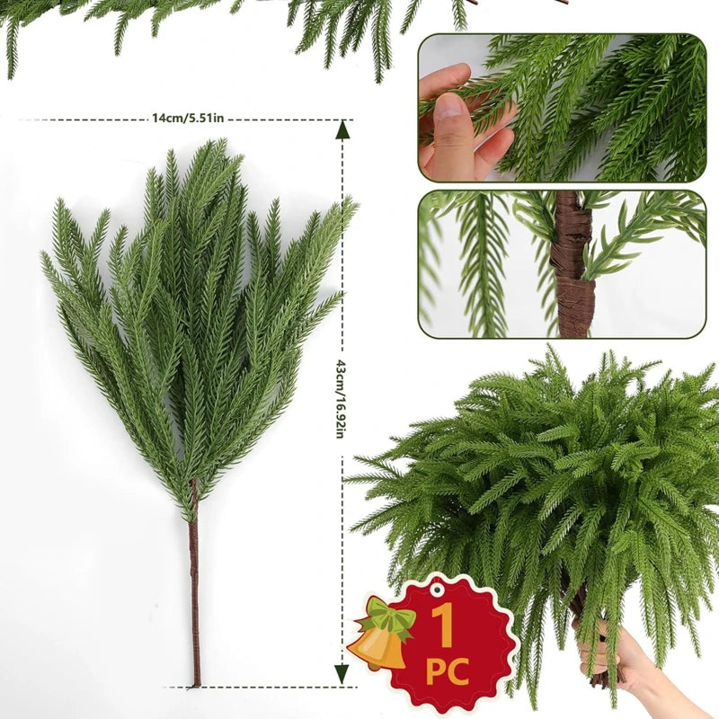 Artificial Pine Needle Branch for Christmas Wreath & Home Decor