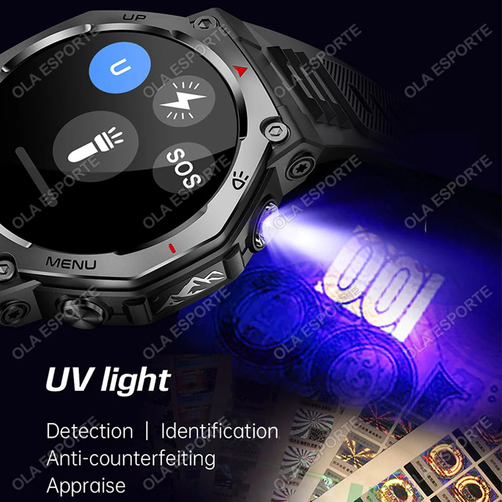 Military-Grade Outdoor Sports Smartwatch 520mAh GPS LED Flashlight Bluetooth Call Fitness Tracking Heart Rate Smart Watch Men Peaceful Pleasures Health and Wellness