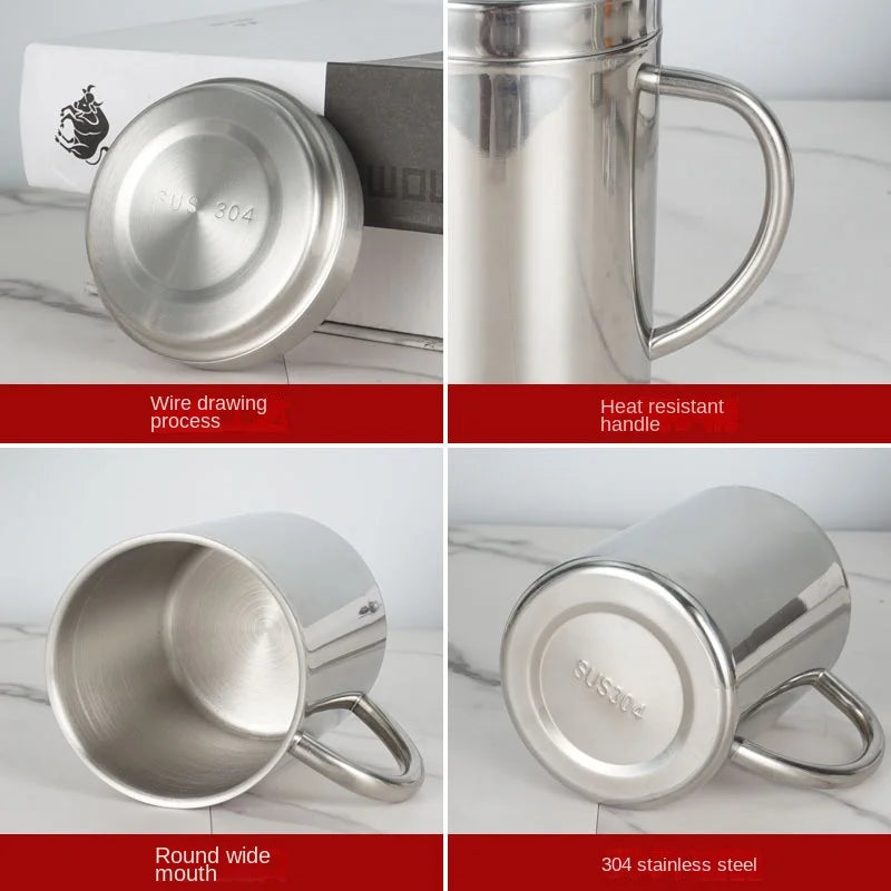 Double Wall Stainless Steel Coffee Mug with Lid – Travel Tumbler (S/M/L)