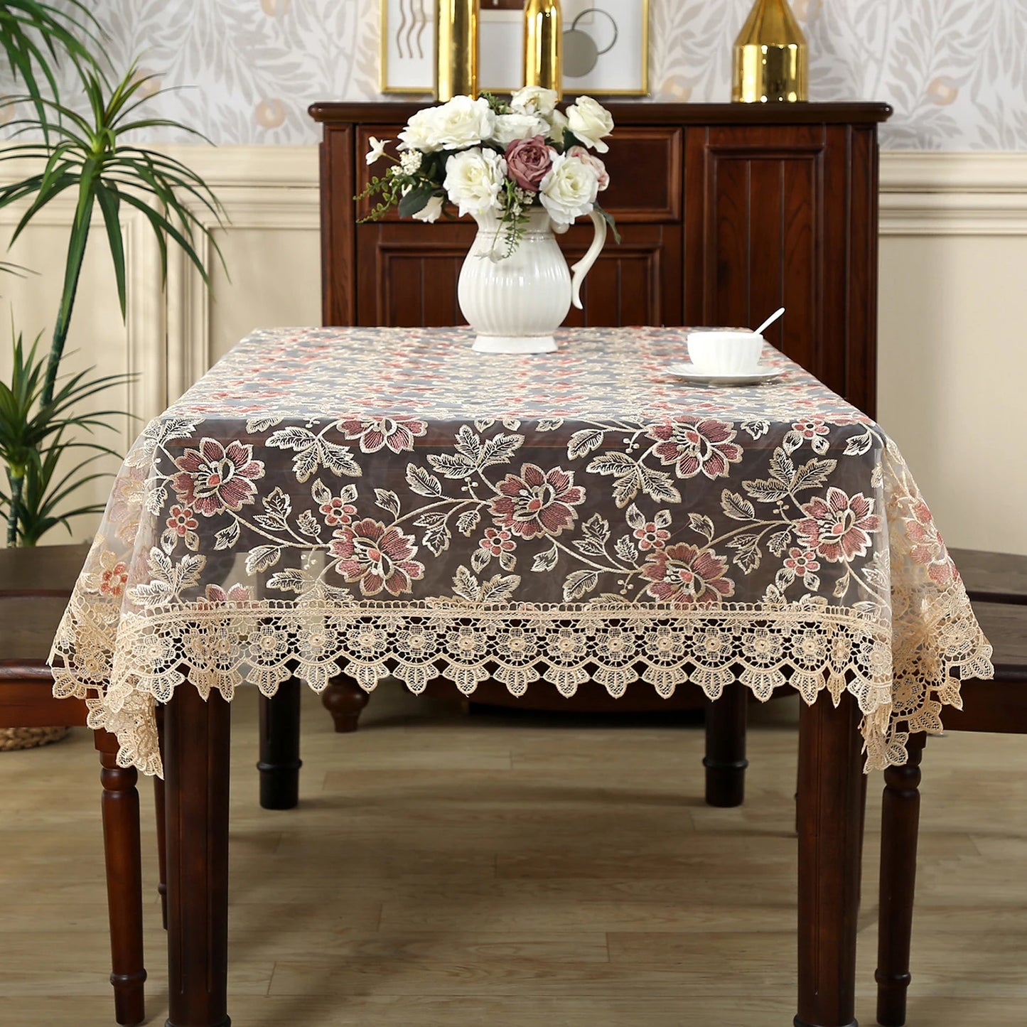 Battilo Luxury Embroidered Lace Tablecloth | Dining & Wedding