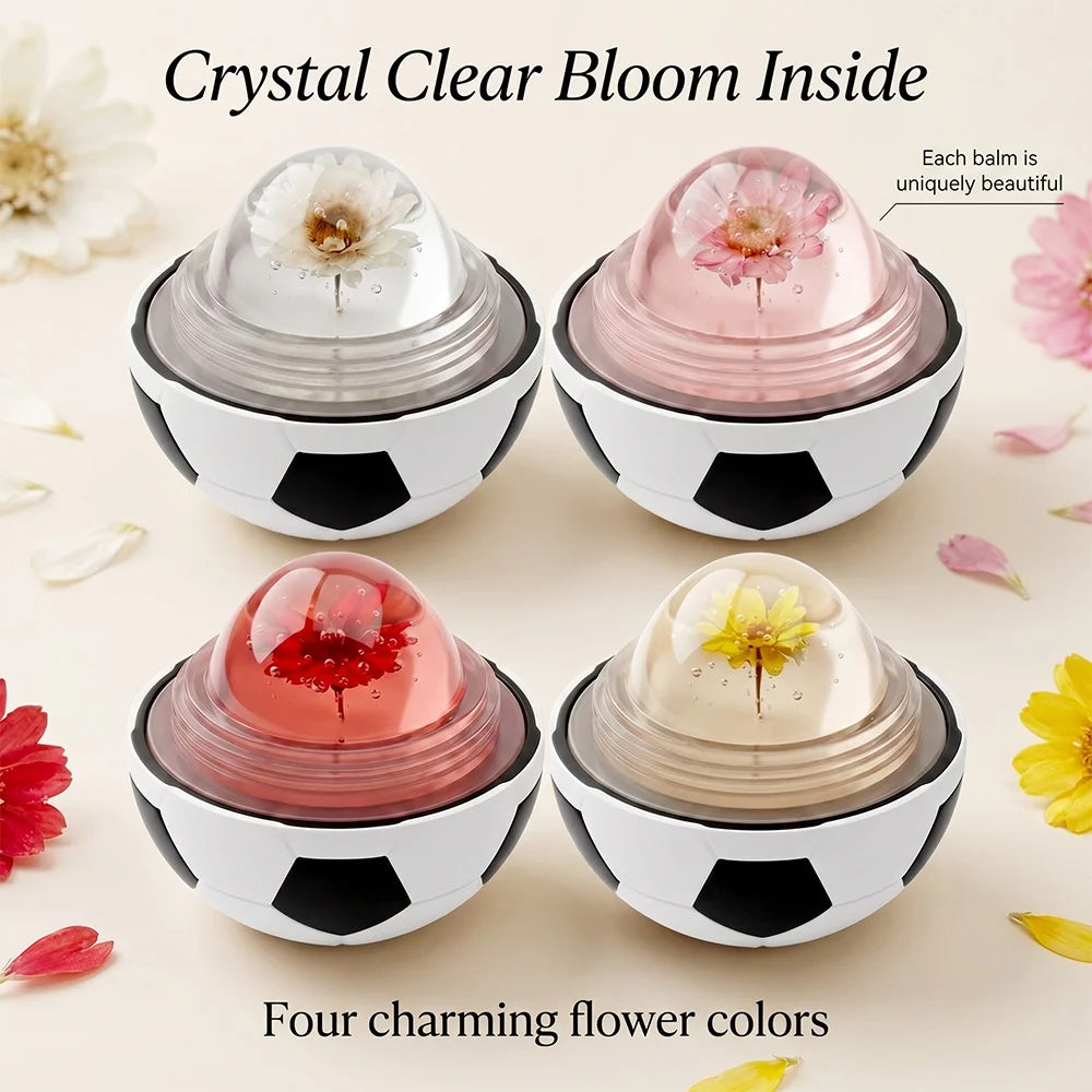 Kick & Glow Spherical Soccer Lip Balm Dual Temperature pH Adaptive Color Changing Flower Infused Long Lasting Deep Hydrating Lip Peaceful Pleasures Health and Wellness
