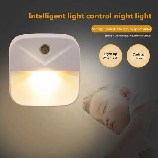 LED Smart Sensor Plug-In Night Light | EU 220V Wall Light LED Sensor Night Light Peaceful Pleasures Health and Wellness
