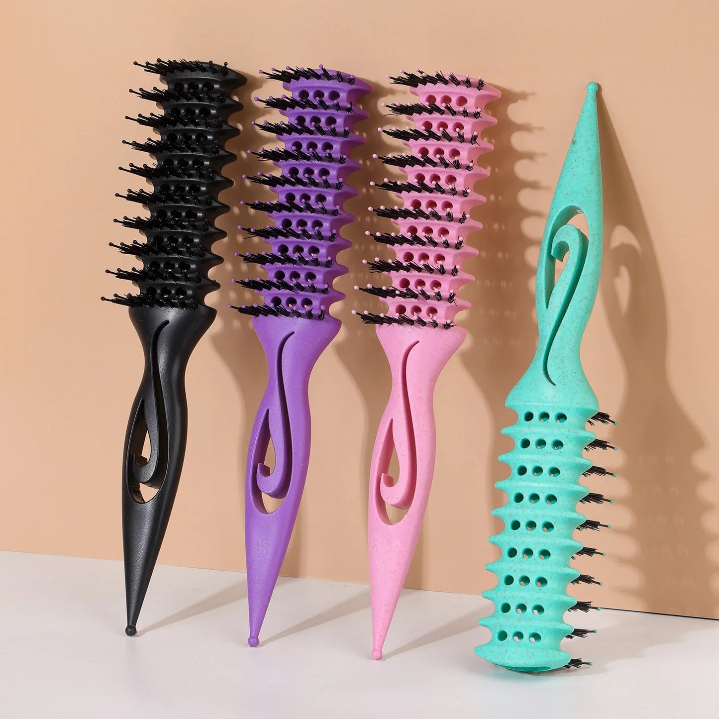 Curl Defining Styling Brush | Hollow Nylon Detangling Hair Comb Curl Styling Brush Peaceful Pleasures Health and Wellness