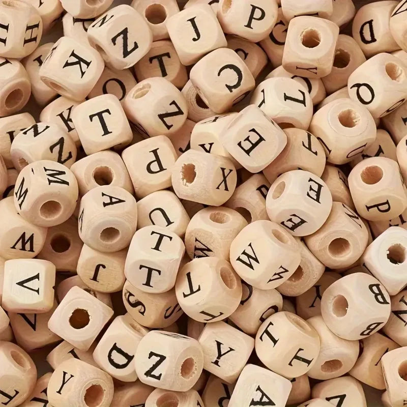 300pcs Wooden Alphabet Letter Beads – 8mm Square DIY Jewelry & Craft Beads Peaceful Pleasures Health and Wellness