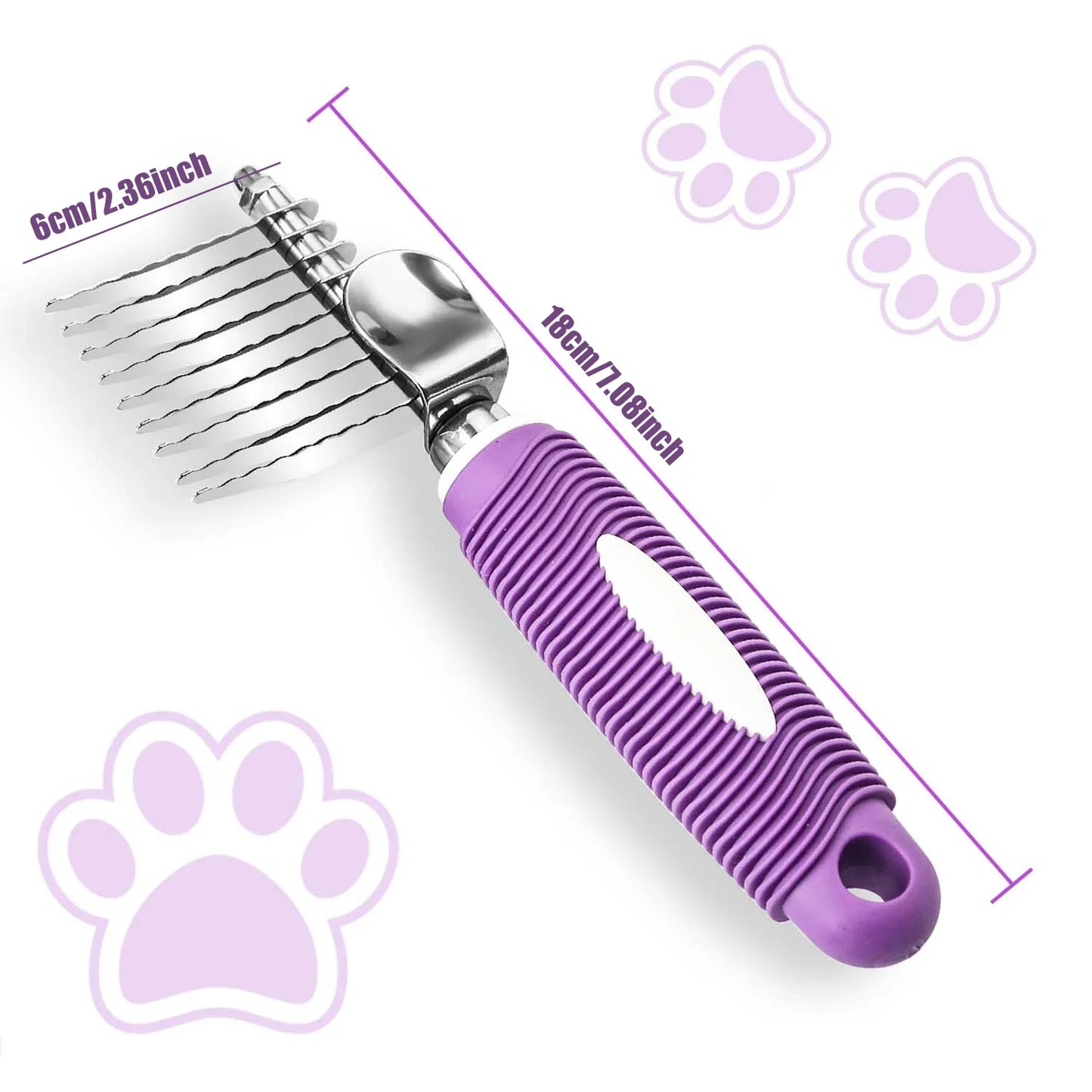 Stainless Steel Dog & Cat Fur Rake Comb | Detangling Tool