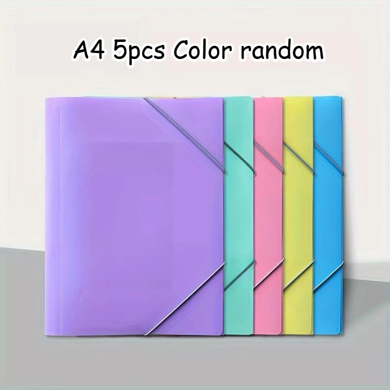 5pcs A4 Project Binder Elastic File Bags | Frosted Cover
