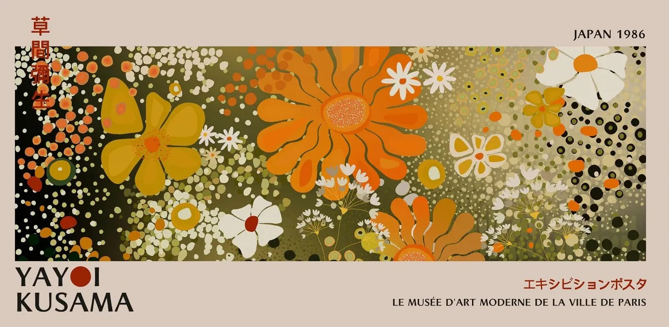 Abstract Yayoi Kusama Flower Japanese Exhibition Art Poster Vintage Print Canvas Painting Modern Room Wall Home Decor cuadros Peaceful Pleasures Health and Wellness 7 20x40cm