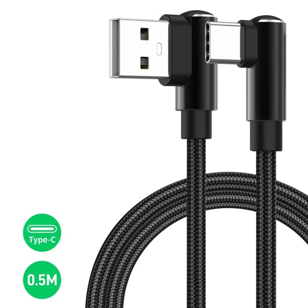 90° Elbow USB-C Fast Charging Cable 66W 6A | 25cm & 50cm