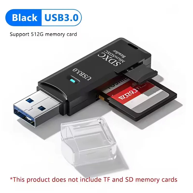 2-in-1 USB 3.0 Dual Slot SD & TF Card Reader – 5Gbps, 512GB Peaceful Pleasures Health and Wellness Black3.0