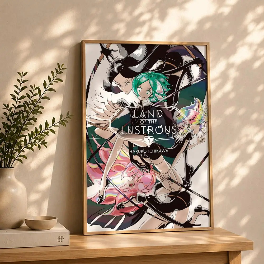 Land of the Lustrous Anime Poster – HD Self-Adhesive Wall Art Anime Wall Poster Peaceful Pleasures Health and Wellness White7 50X70cmNoframe