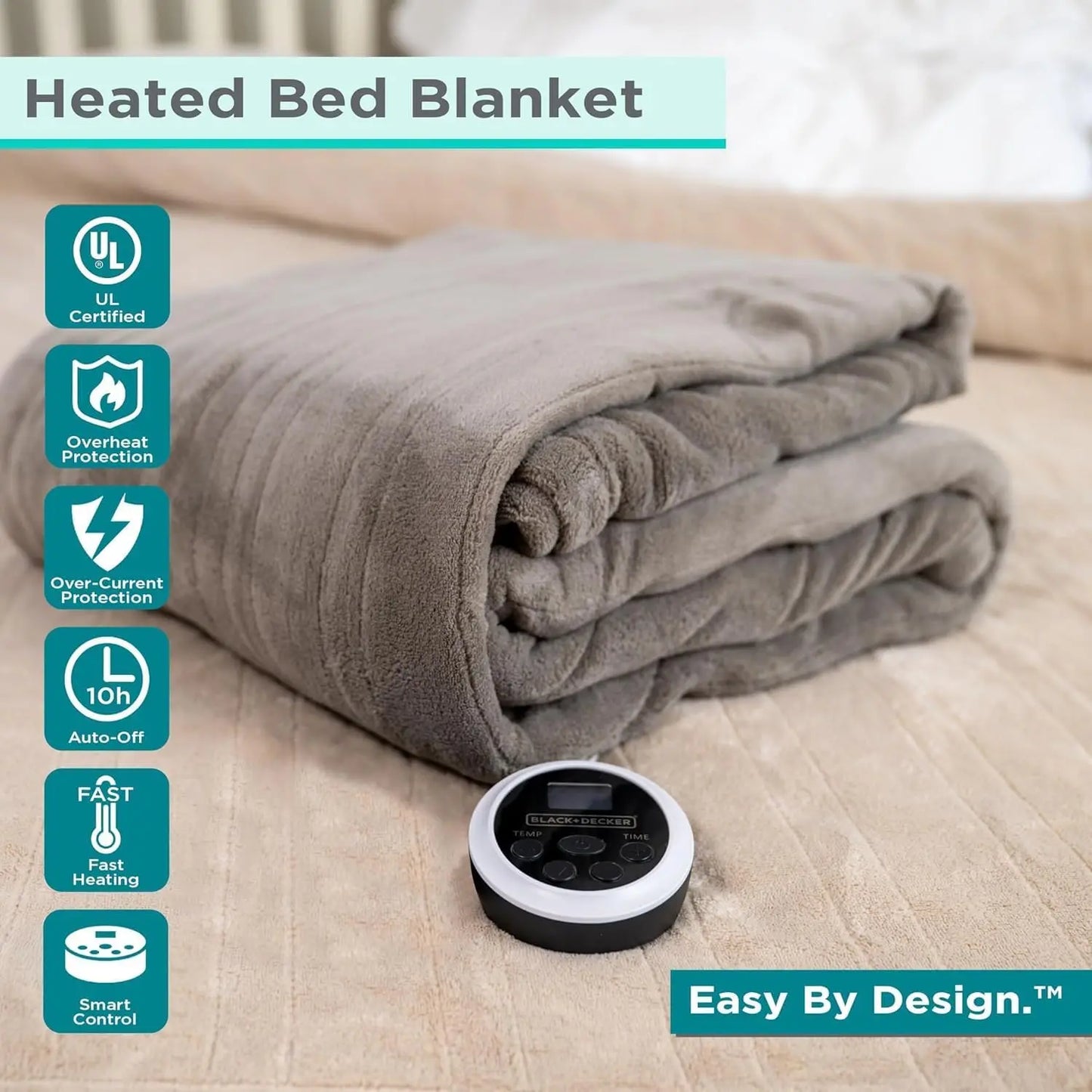 Queen Electric Heated Blanket 84x90" – Dual Zone, 10 Levels, Black Peaceful Pleasures Health and Wellness