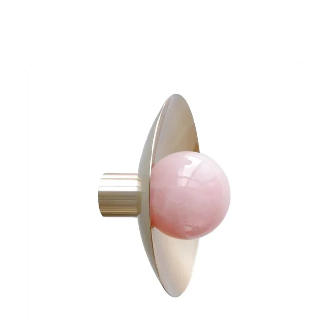 Pink Crystal & Solid Brass Cabinet Knobs | Natural Stone Handles