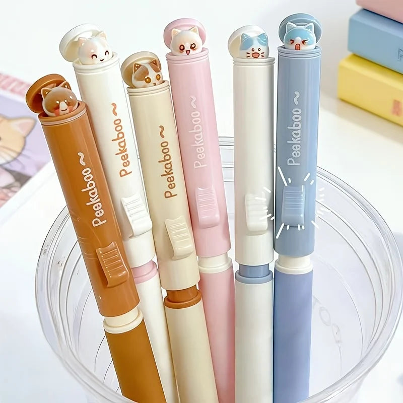 Cute Cat Gel Pens 3-Pack | Quick-Dry, School & Office Gift
