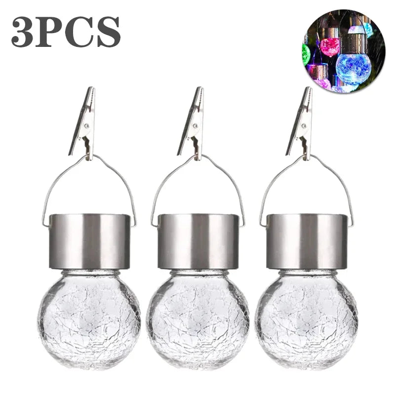 Solar Hanging Garden Lights – Colorful LED Cracked Glass Ball
