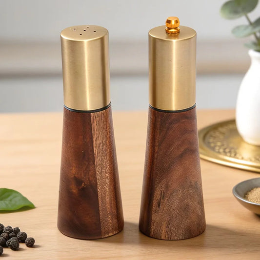 2PCS Salt Shaker Set & Durable Wooden Pepper Grinder with Hand Fill Salt Shaker, Pepper Grinder with Ceramic Grinding Core Peaceful Pleasures Health and Wellness