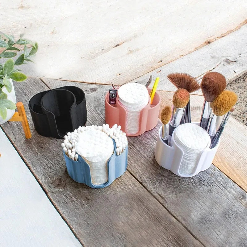 2-in-1 Dental Floss & Cotton Storage Box Countertop Organizer