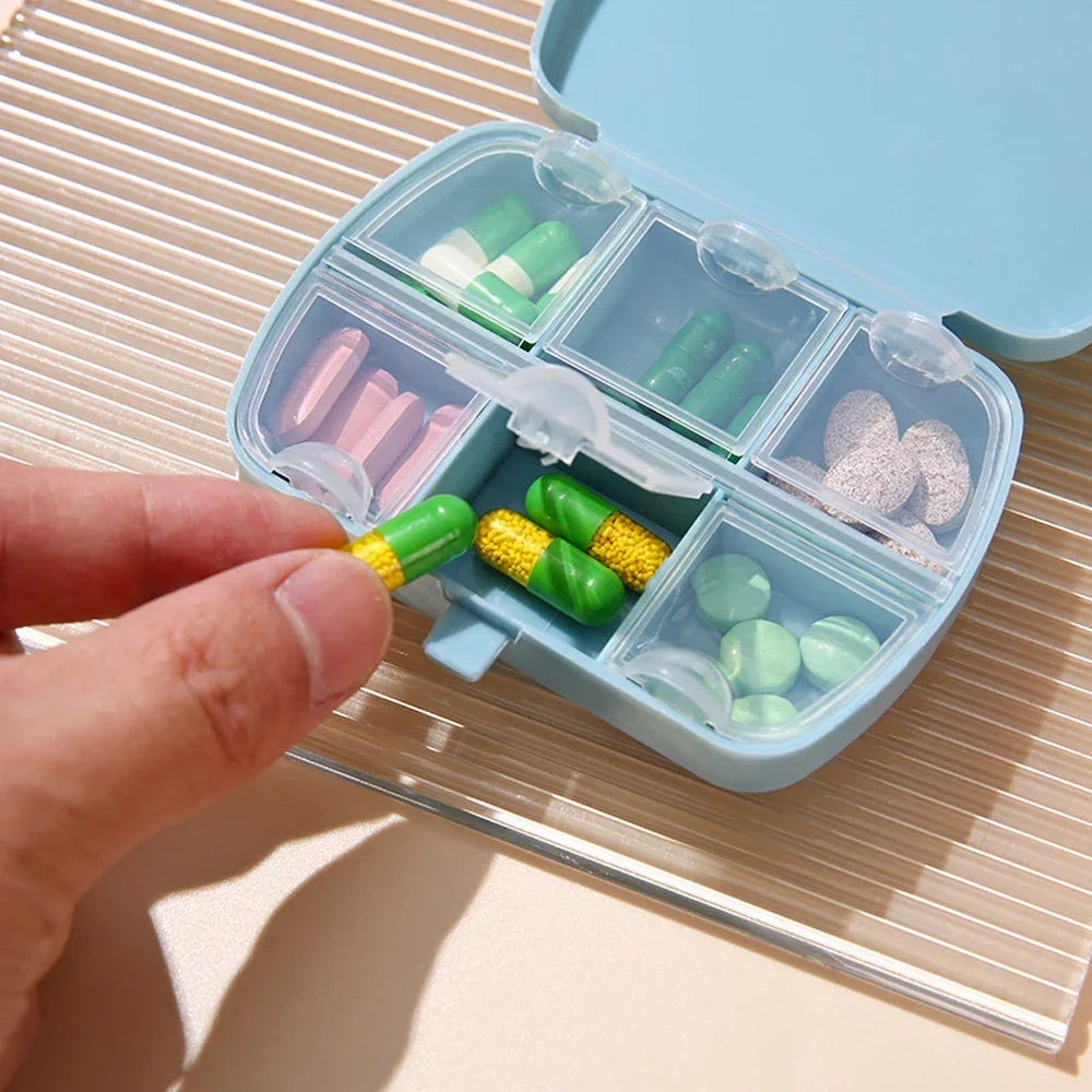 SPSPMA 1PCS Travel Pill Organizer, 6 Compartments Daily Pill Case, Portable Small Pill Box for Purse or Pocket Peaceful Pleasures Health and Wellness