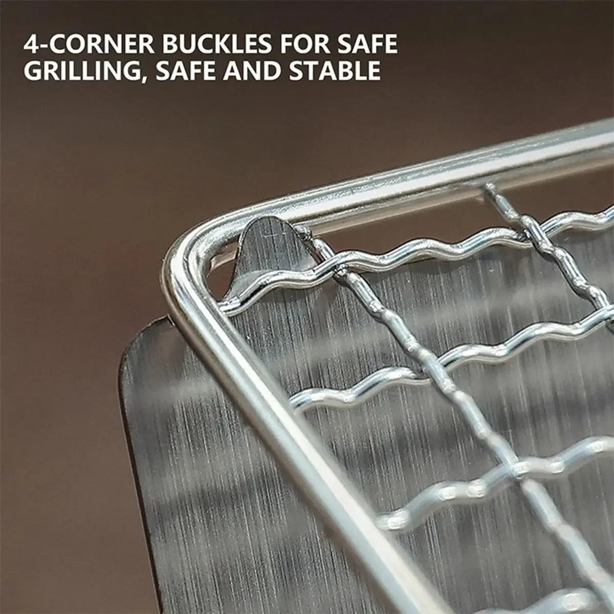 Portable Stainless Steel Camping BBQ Grill Rack & Firewood Stove