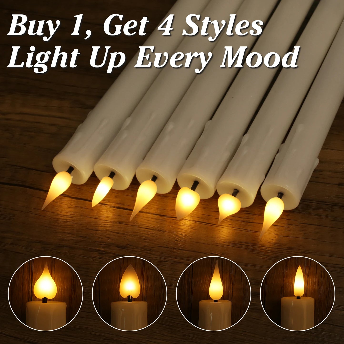 Flameless Taper Candles with Remote & Timer | 6-Pack LED 9.6"