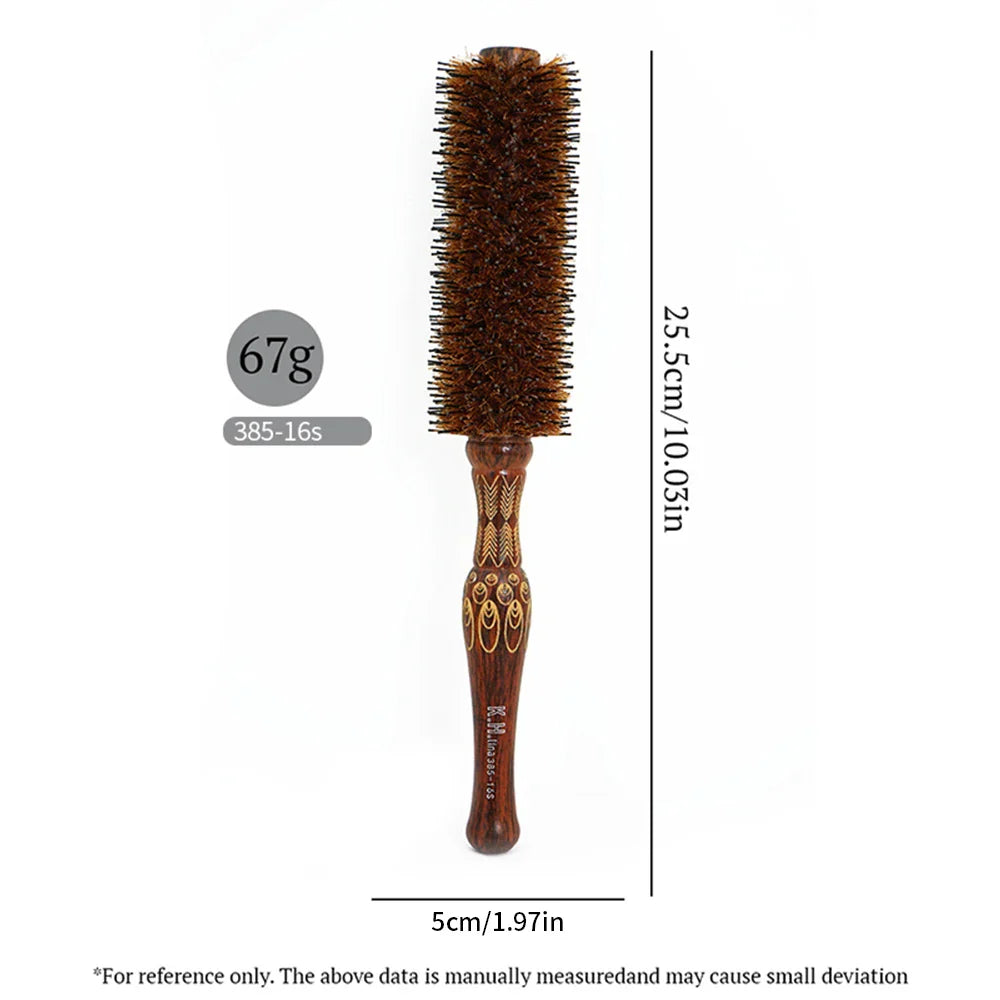 Wooden Round Hair Brush – Anti-Static Boar Bristle Styling Tool