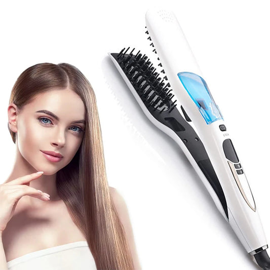 Professional Ceramic Flat Iron Portable Hair Straightener LCD Display PTC Heating Temperature Adjustment Steam Peaceful Pleasures Health and Wellness