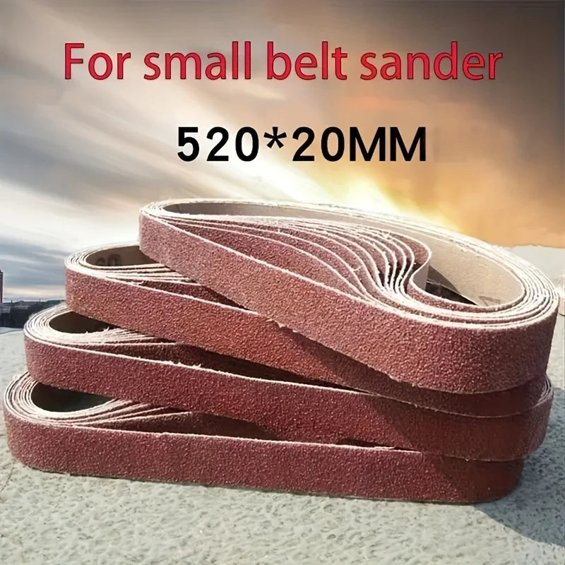 10pcs 60/100/240/320/800#Small Mini Belt Sander For Grinding Stainless Steel Polishing Rust Removing Abrasive Fabric 520x20mm Peaceful Pleasures Health and Wellness