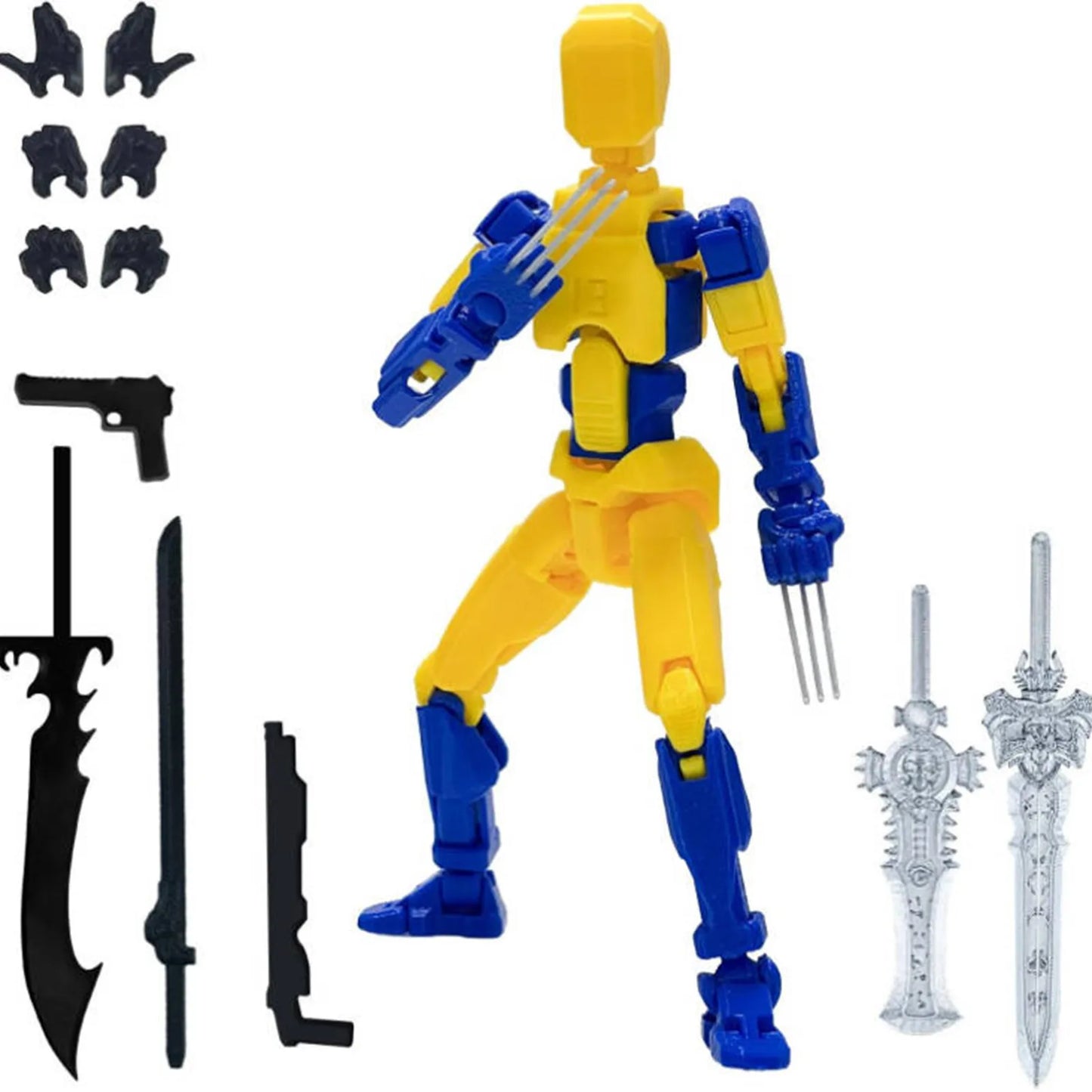 13-Joint Robot Action Figure Set with 6 Weapons | Posable