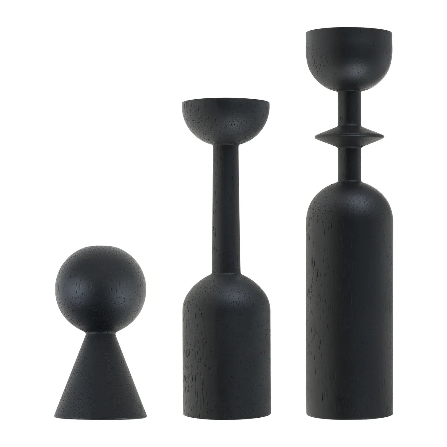 Black Wooden Candlestick Holders Set of 3 | Home Decor