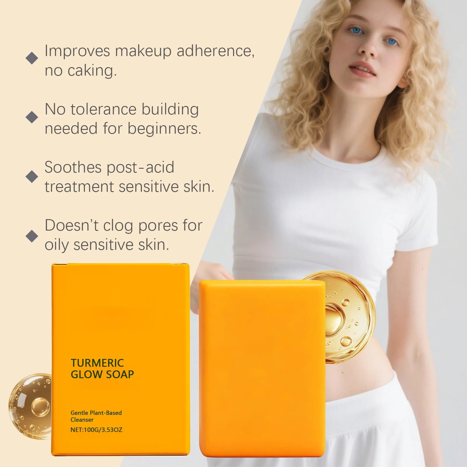 Turmeric Body Clean Soap Deep Clean Soothing Skin Gentle Nourishing Improve Roughness Caring Skin Barrier Daily Body Wash Soaps Peaceful Pleasures Health and Wellness