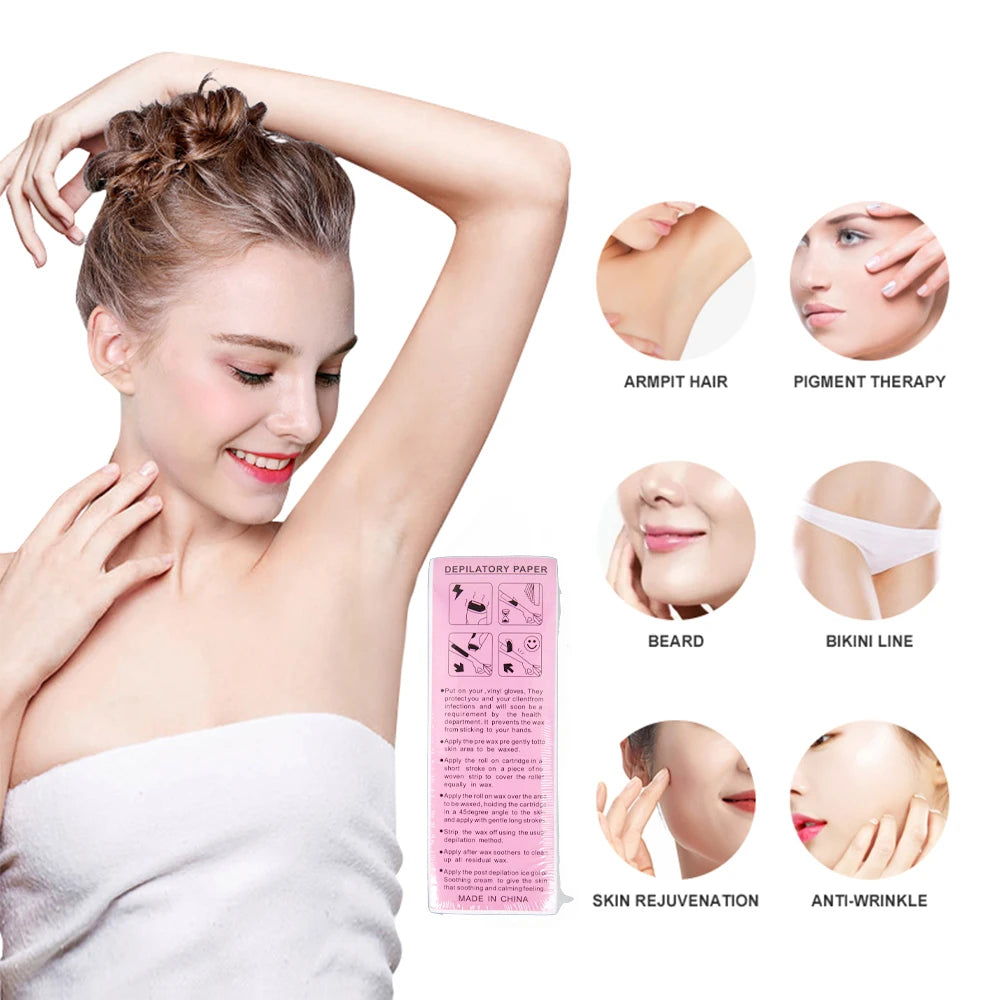 Alileader 100 Sheets Non Woven Wax Strips Body Facial Eyebrow Bikini Wax Strips For Hair Removal Large Size 2.8" * 7.9" Peaceful Pleasures Health and Wellness