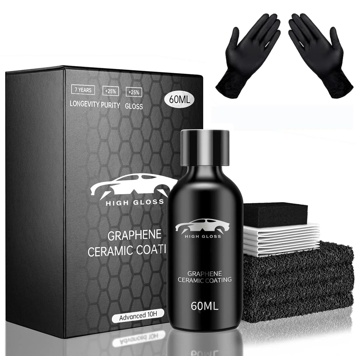 Graphene Ceramic Coating 10H Ceramic Coating for Cars High Gloss Anti-Scratch Nano Coat Kit Hydrophbic Mirror Paint Protection Peaceful Pleasures Health and Wellness 70ml set