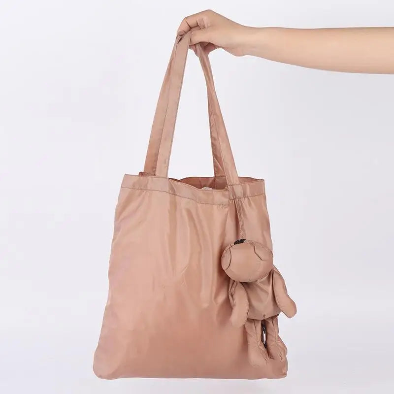 Cute Doll Foldable Tote Bag – Reusable Women's Shopping Bag