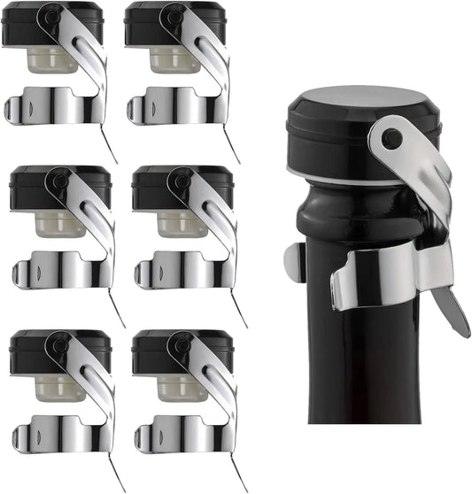 Champagne&Wine Bottle Stoppers Stainless Steel with Food Grade Silicone Leak Proof Keep Fresh Reusable Saver Prosecco Sparkling Peaceful Pleasures Health and Wellness 6PCS