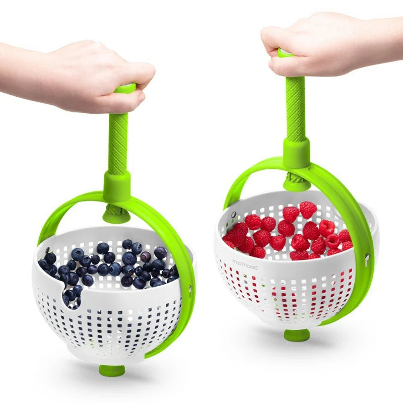 New Salad Spinner Salad Rotary Driller Kitchen Vegetable Cleaner Centrifugal Dripping Basket Peaceful Pleasures Health and Wellness